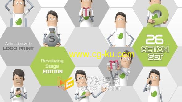 26组动作3D卡通人物带LOGO衣服说话口型同步MG动画视频AE模板的图片1