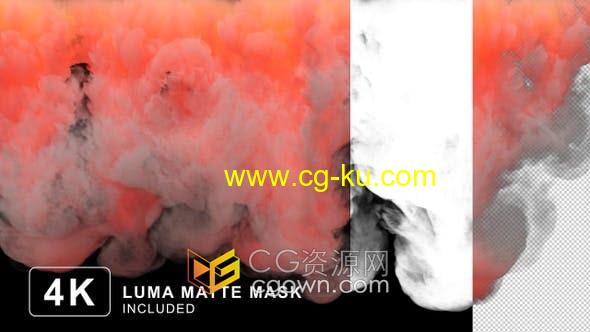 4K飘落的红烟效果红色烟雾往下坠落动画视频素材的图片1