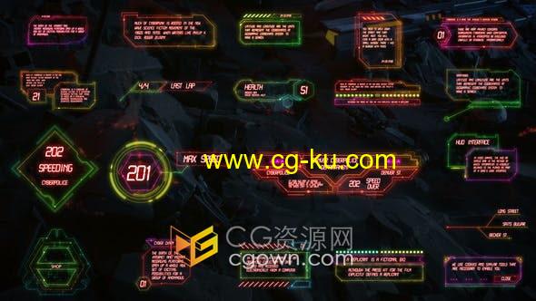 4K未来科技多彩HUD界面文本标题框动画PR模板的图片1