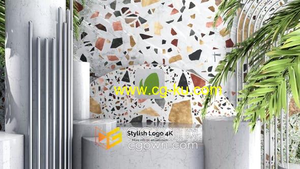 AE模板-4K时尚高雅大理石瓷砖动画场景展示家装品牌标志LOGO片头的图片1