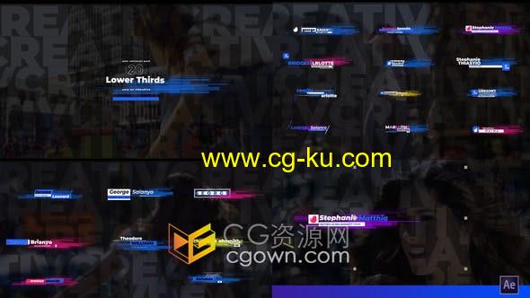 20组现代彩色条纹动画视频字幕条文字标题效果-AE模板的图片1