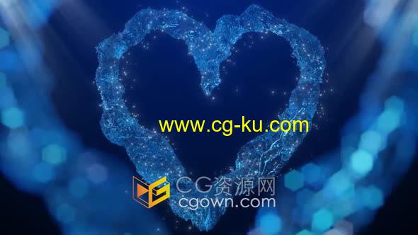4K优雅美丽蓝心背景视差效果浪漫婚礼聚会视频素材的图片1