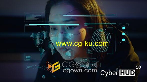 AE模板-50组HUD全息图形元素未来科技网络数据安全电子竞技UI信息图表的图片1