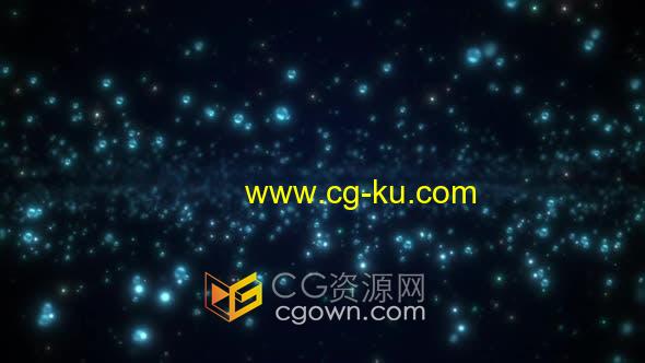 视频素材-抽象散景动画蓝色飞行气泡粒子飞向镜头浪漫舞台背景的图片1