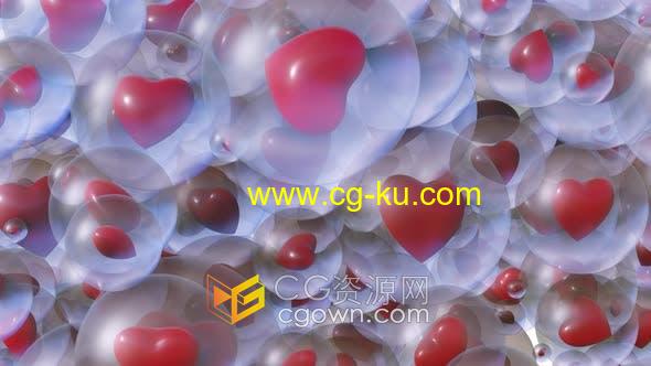 4K视频素材-玻璃心形水晶球动画过渡视频转场动画效果的图片1