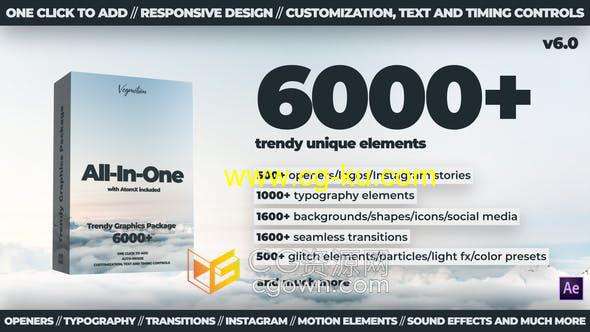 6000+ Graphics v6.0 AE模板脚本动态图形元素为视频制作的图片1