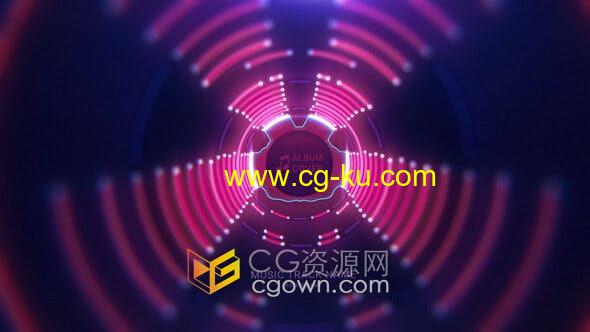 音乐可视化AE模板3d霓虹灯隧道相机抖动效果音乐推广歌曲介绍视频展示的图片1