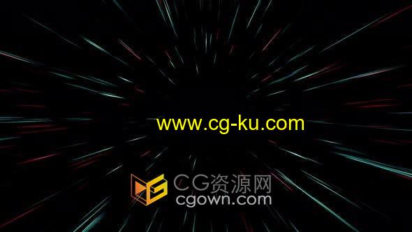4k抽象快速深红色和青色线条粒子激光束发射动画循环背景视频素材的图片1