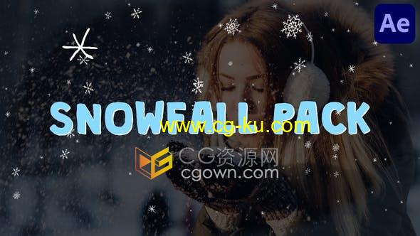 19组卡通冬天降雪雪花视频叠加元素效果动画-AE模板的图片1