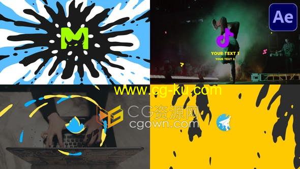 3种卡通MG图形动画转场效果LOGO片头视频Stylish Logo-AE模板的图片1