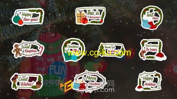 FCPX插件-10组圣诞节元素设计文字标题视频字幕Christmas Titles 4K的图片1