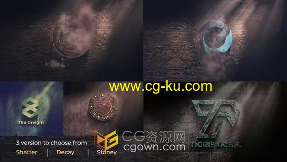3种效果古代环境石头破碎腐烂灰尘烟雾动画LOGO视频-AE模板的图片1