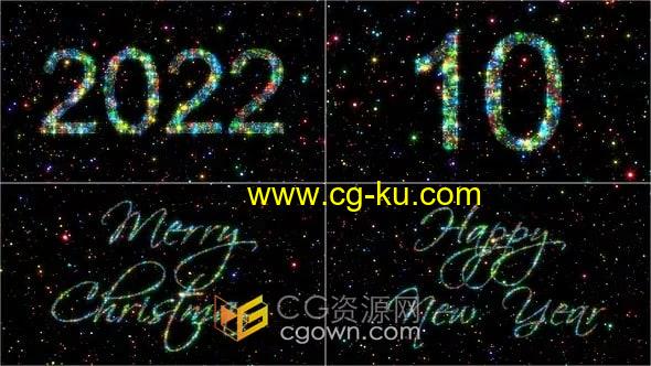 2022新年1月1日倒计时10秒倒数闪闪粒子动画视频片头-AE模板的图片1