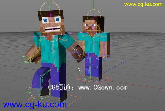 C4D预设文件-像素人带贴图材质骨架 Cinema 4D模型的图片1