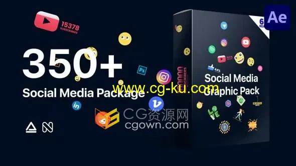 350多种专业AE脚本预设和元素社交媒体图形包的图片1