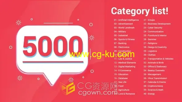 5000 Icons Pack 图标动画效果共100组类别-AE模板免费下载的图片1