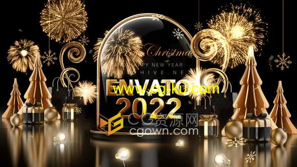 金光灿灿新年倒数片头10秒倒计时铁门打开动画祝福贺卡AE模板的图片1