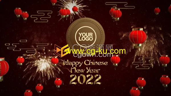 [会员福利]含12生肖新年元素2022年春节虎年拜年片头适用竖屏等分辨率AE模板的图片1