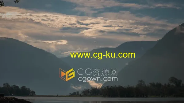 延时拍摄晨曦中的山脉云海江河水波潋滟美丽景色视频素材的图片1