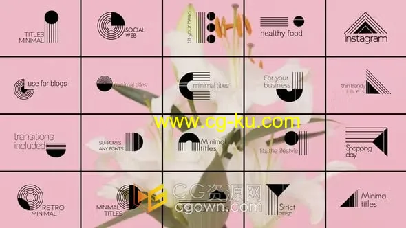 20组时尚简约创意文字排版字幕标题与视频转场FCPX插件的图片1