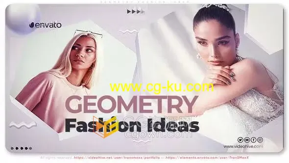 几何创意AE模板社交时尚频道促销女装/香水/化妆视频博客介绍的图片1