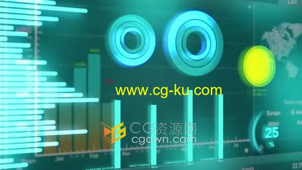 3D动画数字图表财务数据HUD效果视频素材下载的图片1