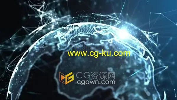 3D渲染神经丛结构粒子地球旋转动画科技背景视频素材的图片1
