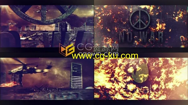 PR模板-军事行动战争警报激烈战场爆炸背景标志LOGO动画的图片1