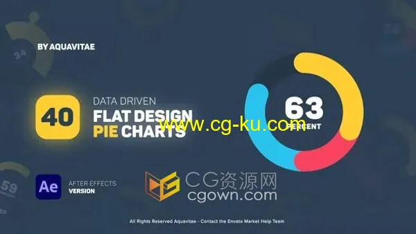 40个数据驱动可自定义平面设计饼图AE信息图表模板的图片1