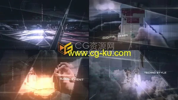 HUD风格双视差效果数字幻灯片技术预告片AE科技宣传模板的图片1