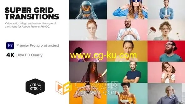 多重超级网格过渡视频墙55+多屏图像墙高级专业转场-PR模板的图片1