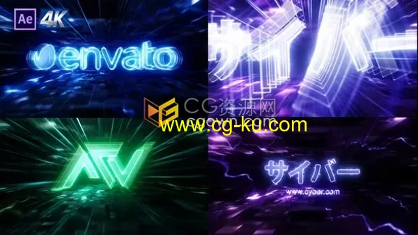 4K分辨率发光线条LOGO动画数字信息片头视频-AE模板的图片1