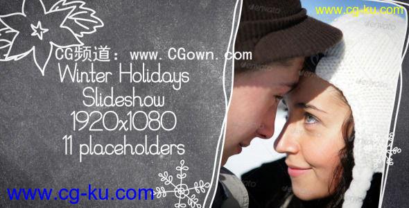 冬季假期相册素描风格Videohive Winter Holidays Slideshow AE模板的图片1