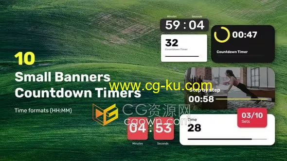 AE倒计时模板-框标题小横幅倒数计时器专为公告体育赛事和烹饪视频而设计的图片1