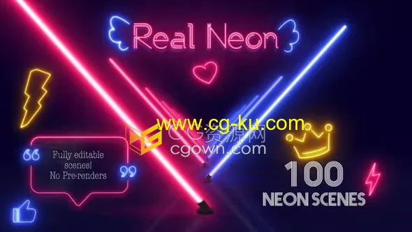 100个实用霓虹灯场景AE视频模板Real Neon的图片1