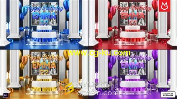 3D蛋糕场景生日快乐庆祝活动开场视频片头AE模板的图片1