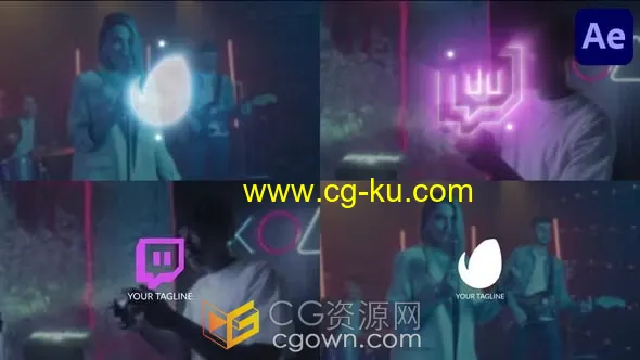 柔光标志彩色灯光形成LOGO轮廓动画视频AE模板的图片1