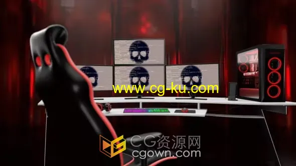 3D渲染游戏玩家电脑桌面场景动画视频片头AE模板的图片1