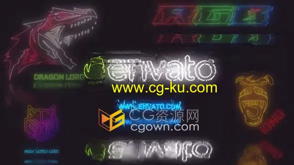 AE模板-老式的霓虹灯效果故障标志动画Neon Glitch Logo的图片1