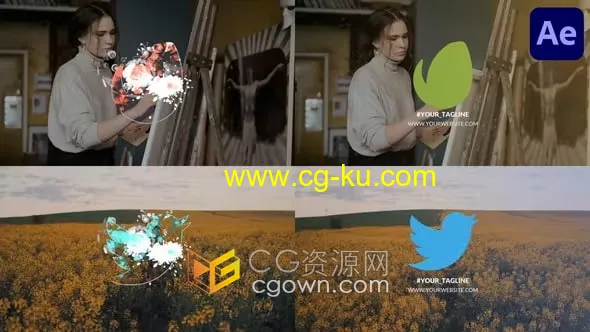 4K酷炫彩色滴墨效果墨迹风格标志动画Ink Logo-AE模板的图片1