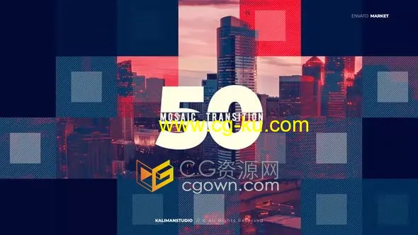 50个马赛克过渡元素Mosaic Transitions-AE视频转场模板的图片1