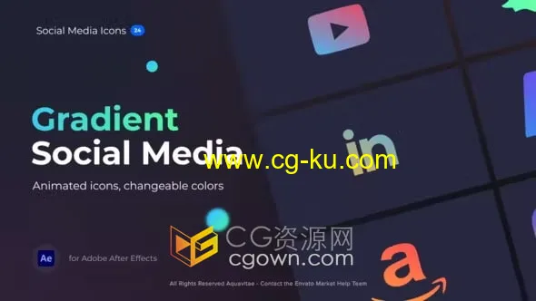 27个动画渐变社交媒体图标AE模板免费下载的图片1