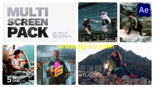 AE模板-创意分屏动画Multiscreen – 6 Split Screen创建酷酷的动态动画视频的图片1