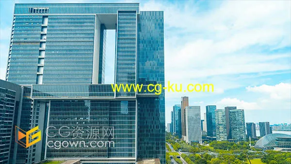 延时杭州CBD高德置地广场蓝天白云实拍视频的图片1