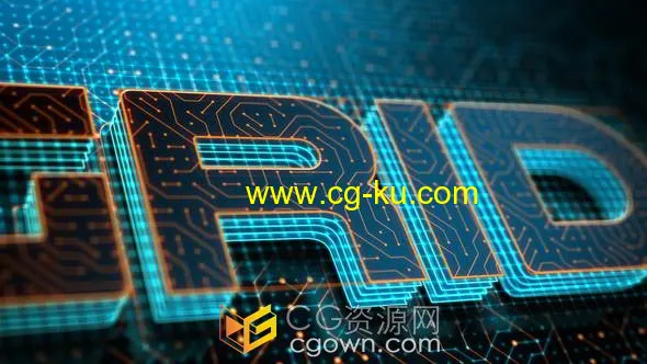 未来数据科技芯片纹路光线效果LOGO片头AE模板的图片1