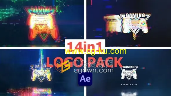 3D毛刺故障效果LOGO动画14种合集AE模板的图片1