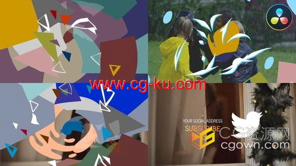 多彩手绘几何卡通动态创意标志LOGO动画达芬奇模板的图片1