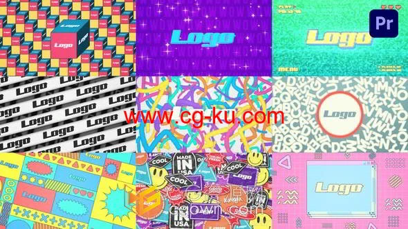 丰富炫彩多种艺术风格时尚卡通LOGO标志动画PR模板的图片1