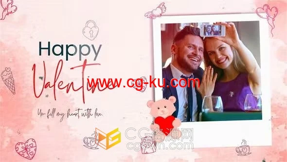 情人节祝贺语录婚礼家庭相册浪漫回忆视频专辑-AE模板的图片1