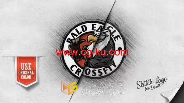 AE标志模板-时尚动感素描标志黑色铅笔画风格设计LOGO动画的图片1